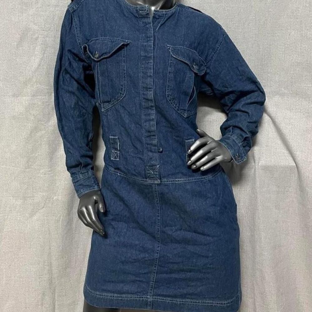 American-vintage Women's Blue and Navy Dress